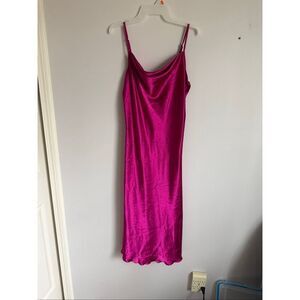Bebe Vintage Magenta Pink Slip Midi Dress